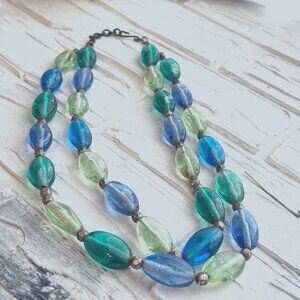 Blue & Green Double Strand bead necklace